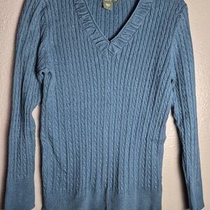 Eddie Bauer Women's Teal V-Neck Sweater